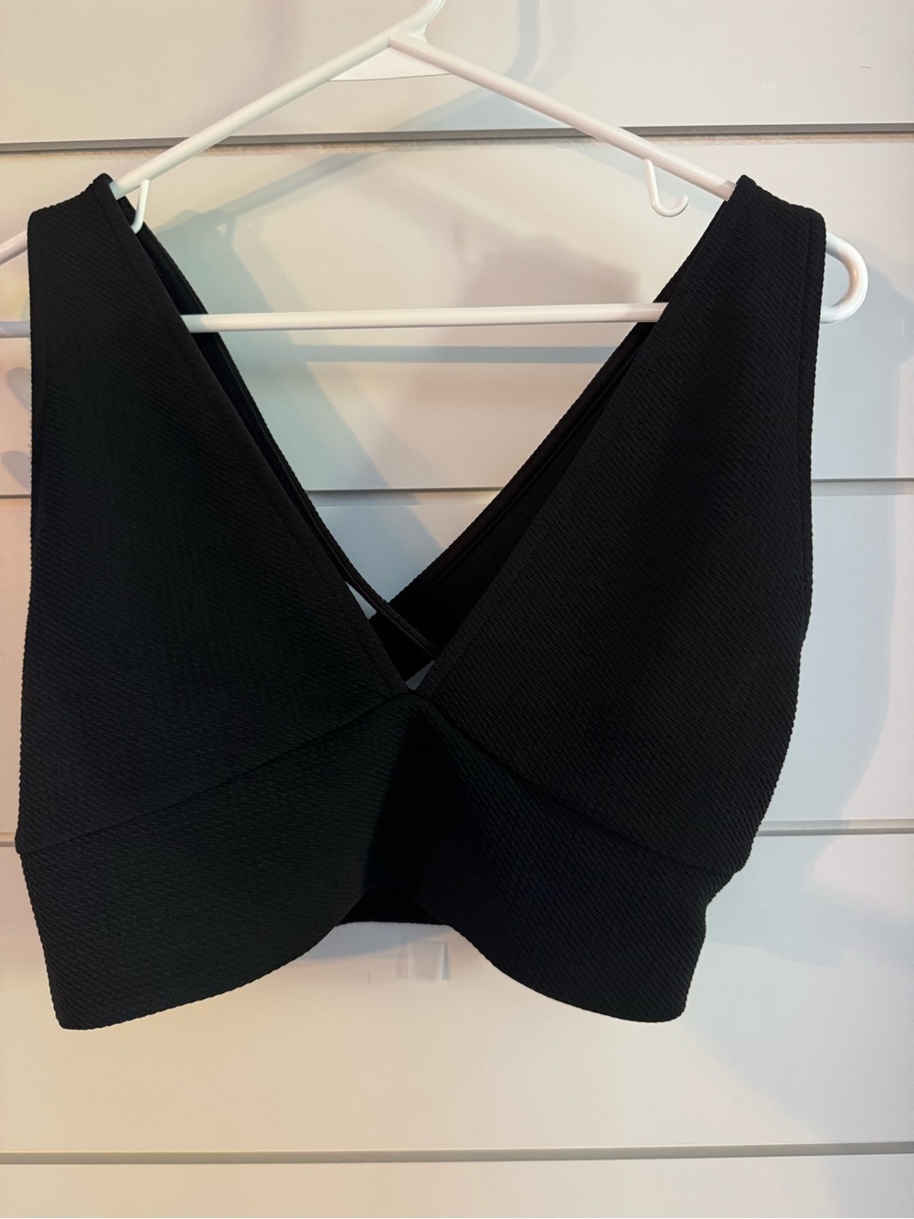 SHEIN Black V-Neck Cropped Tank with Crossover Back
